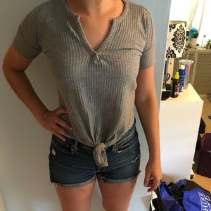 Grey tie T-shirt